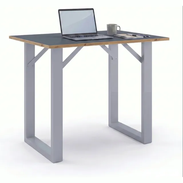 Vcm Bartisch, Stehtisch und Meetingtisch, 110 x 80 x 102 cm, Hochtisch für Küche, Büro und Lounge - Salia Silber / Anthrazit