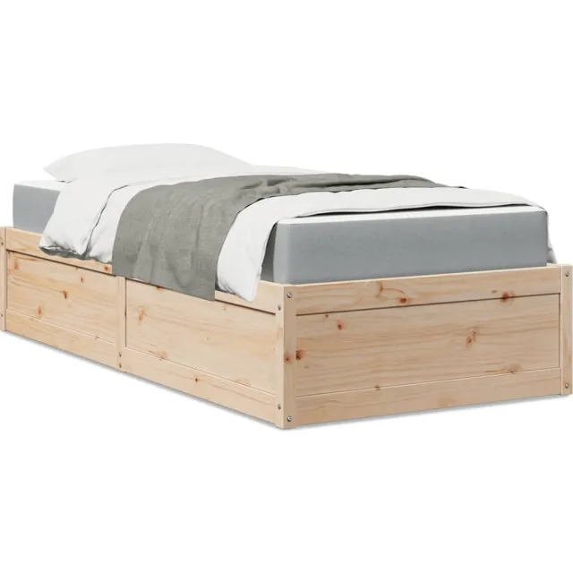vidaXL Bed met matras massief grenenhout 90x190 cm bruin