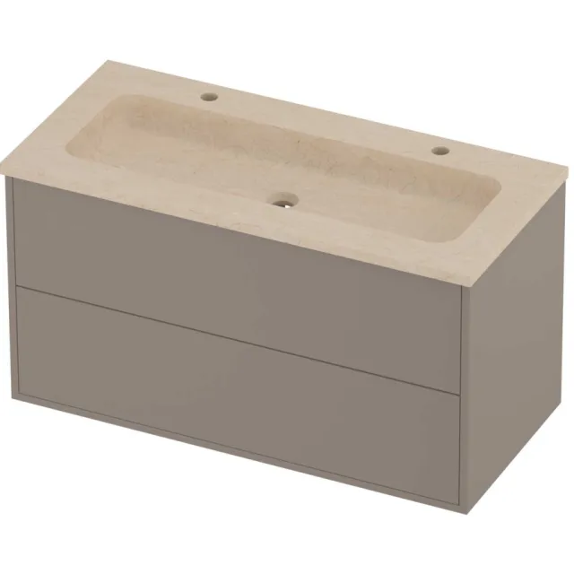 Proline Rollo Badmeubelset Hardsteen Elegant 2 Gaten 100x46x54 cm Sand Stone Clay Beige