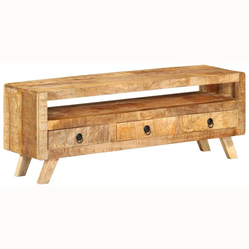 vidaXL Tv-meubel 110x30x40 cm massief mangohout bruin, foto 3