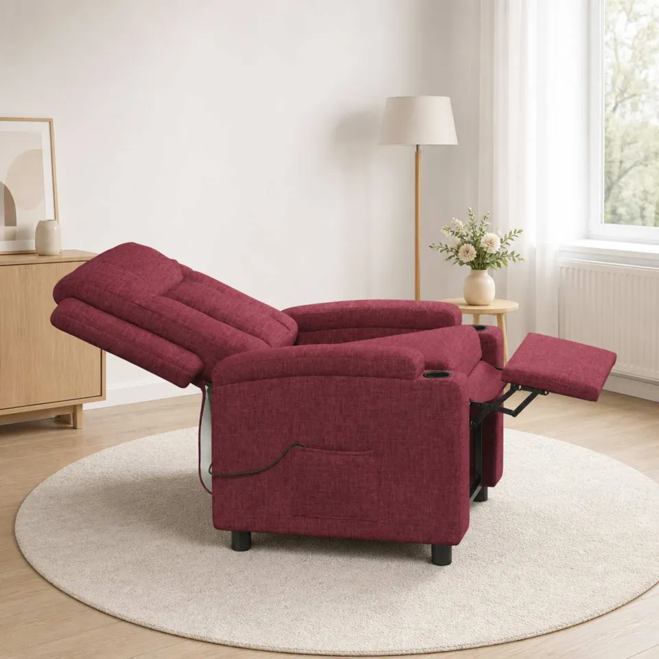 vidaXL Massage-relaxstoel Wijnrood 75 x 95 x 100 cm Stof, foto 4