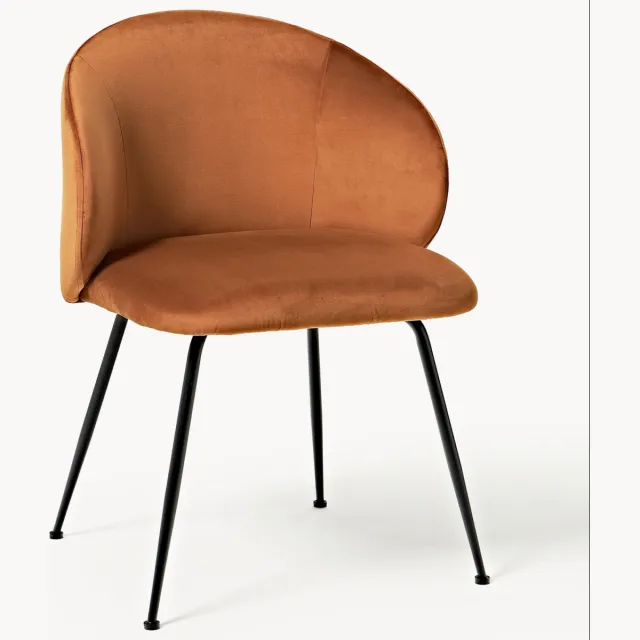 Westwing Collection Fluwelen stoelen Luisa, 2 stuks Lichtbruin, Zwart
