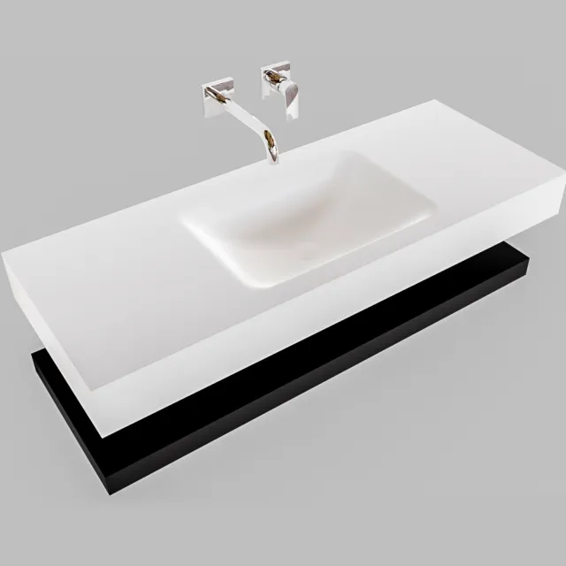Boss & Wessing Badkamermeubel BWS Ibiza 120 cm met Mat Zwart Planchet Solid Surface Wastafel Mat Wit (acht varianten)