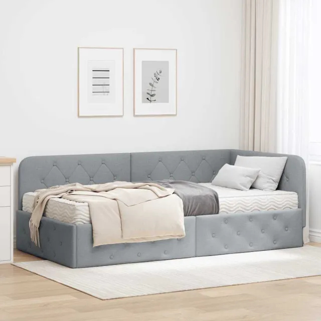 vidaXL Hoekbedframe Lichtgrijs 90 x 200 cm Stof