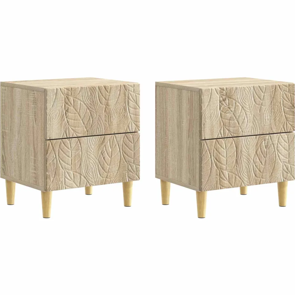 vidaXL Nachtkastje 2 st Sonoma Eiken 43 x 34,5 x 48 cm Bewerkt hout Bruin