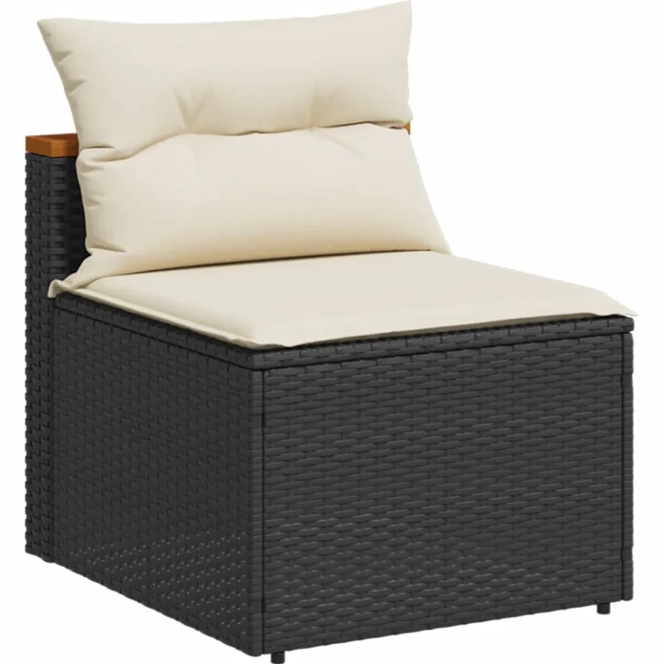 vidaXL 5-delige Loungeset met kussens poly rattan acacia zwart, foto 4