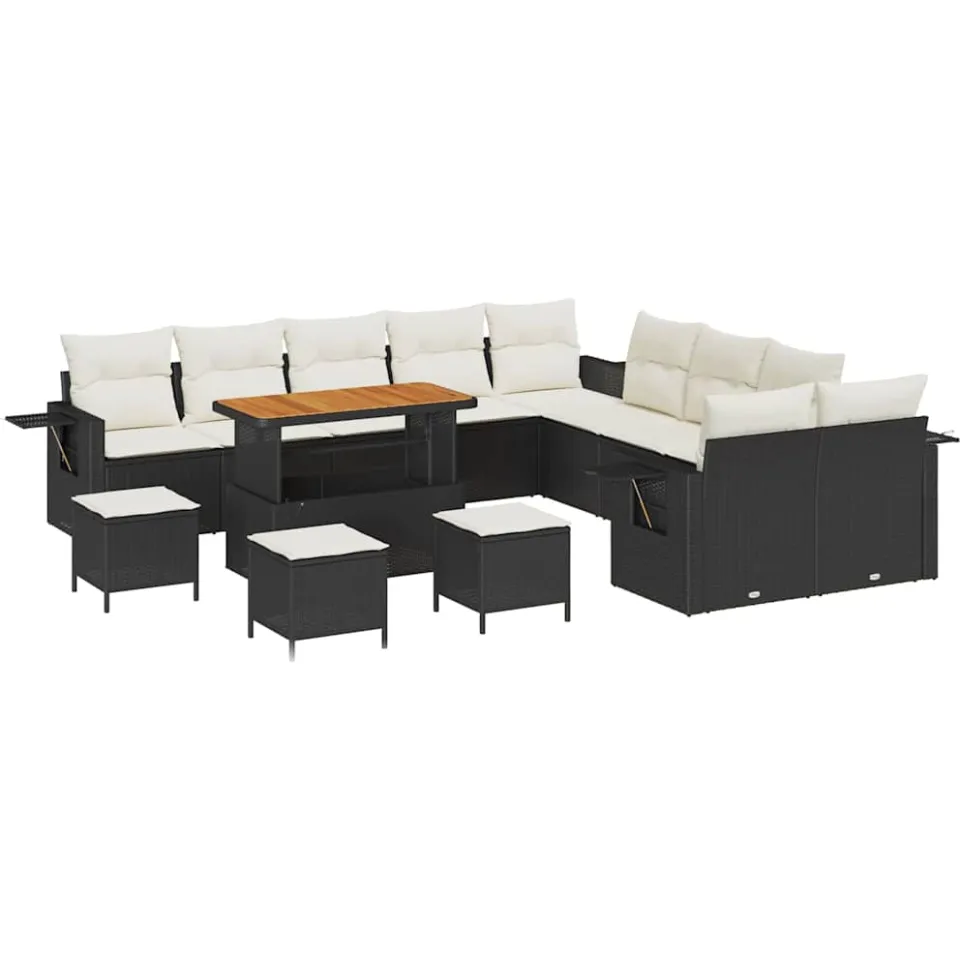 vidaXL Tuin Sofa Set 14 st Zwart poly rattan