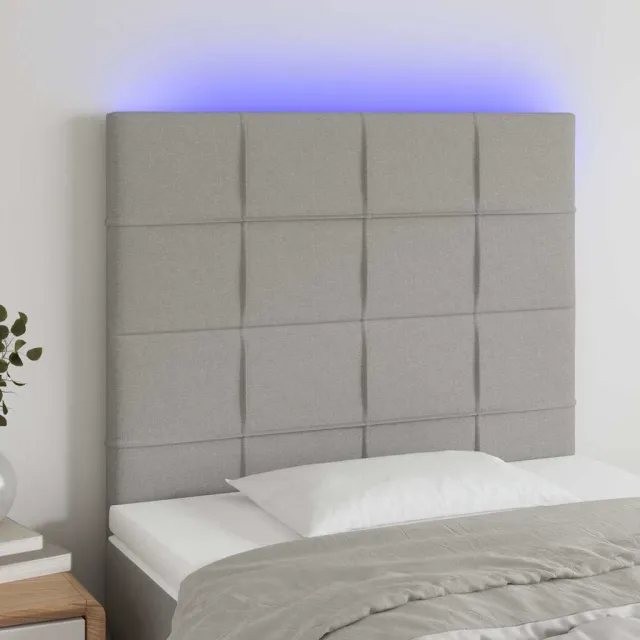 vidaXL Hoofdbord LED 80x5x118/128 cm stof lichtgrijs grijs