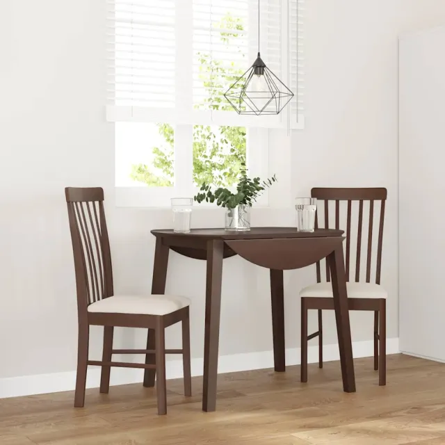 vidaXL Eetkamerstoelen met kussens 2 st massief hout rubber bruin, foto 2