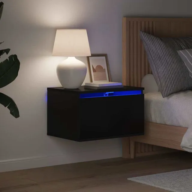vidaXL Nachtkastjes met LED's 2 st wandgemonteerd zwart, foto 2
