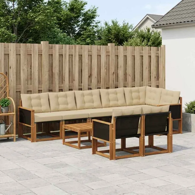 vidaXL Buiten bankenset 9 st 8-zits Natuurlijk en Beige