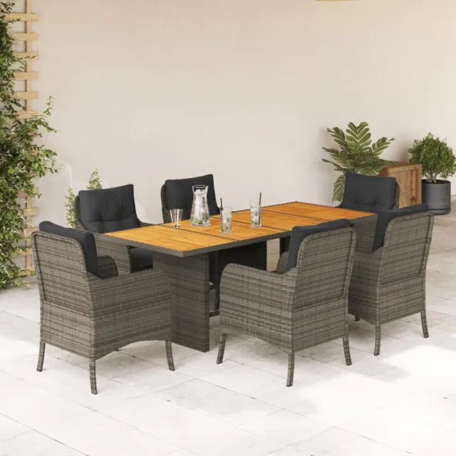 vidaXL 7-delige Tuinset met kussens poly rattan grijs, foto 2