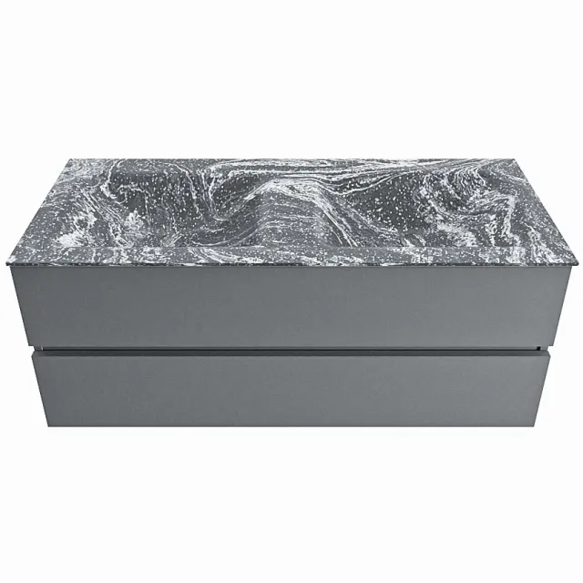 Mondiaz VICA-DLUX 120cm badmeubel onderkast Plata 2 lades. Inbouw wastafel CLOUD dubbel 2 kraangaten, kleur Lava.