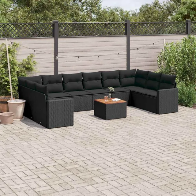 vidaXL 11-delige Loungeset met kussens poly rattan zwart, foto 2