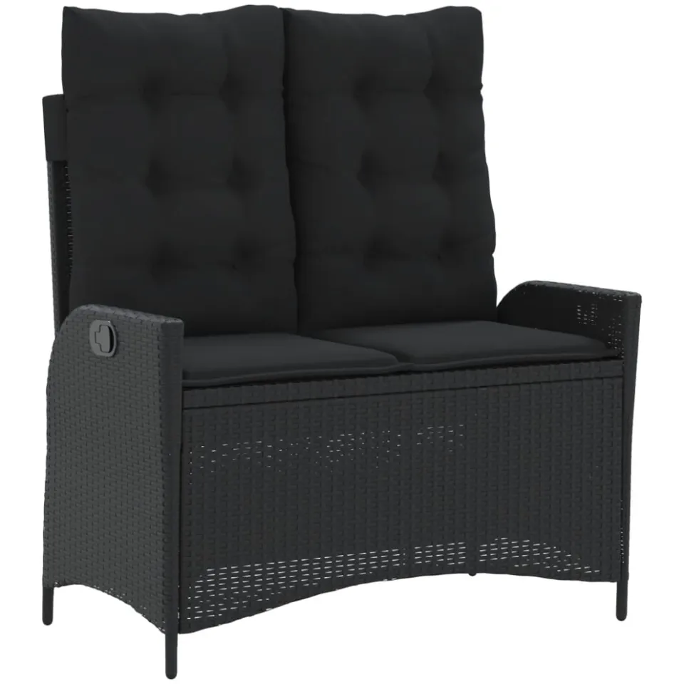 vidaXL 4-delige Tuinset met kussens poly rattan zwart, foto 4