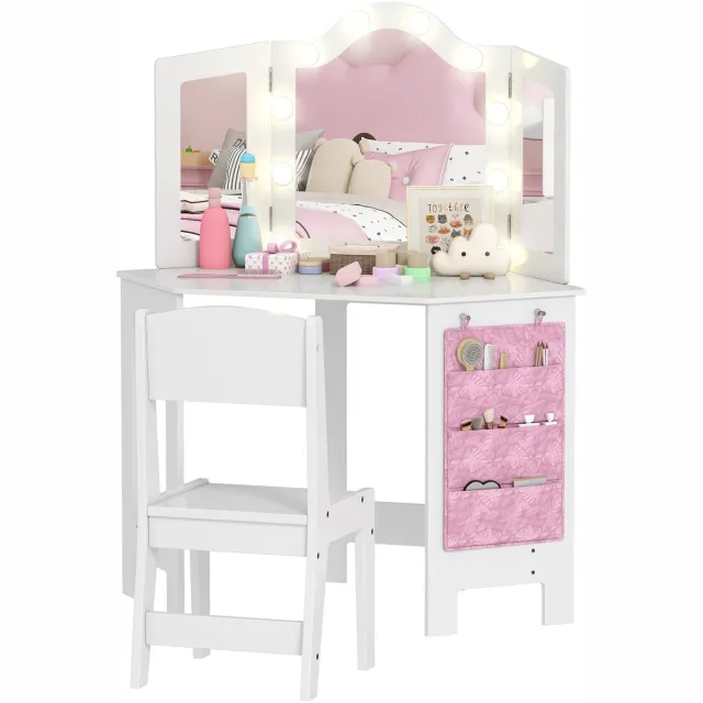 AIYAPLAY Kinderkaptafelset - MDF - 93,6 x 48,5 x 111,5 cm - Wit