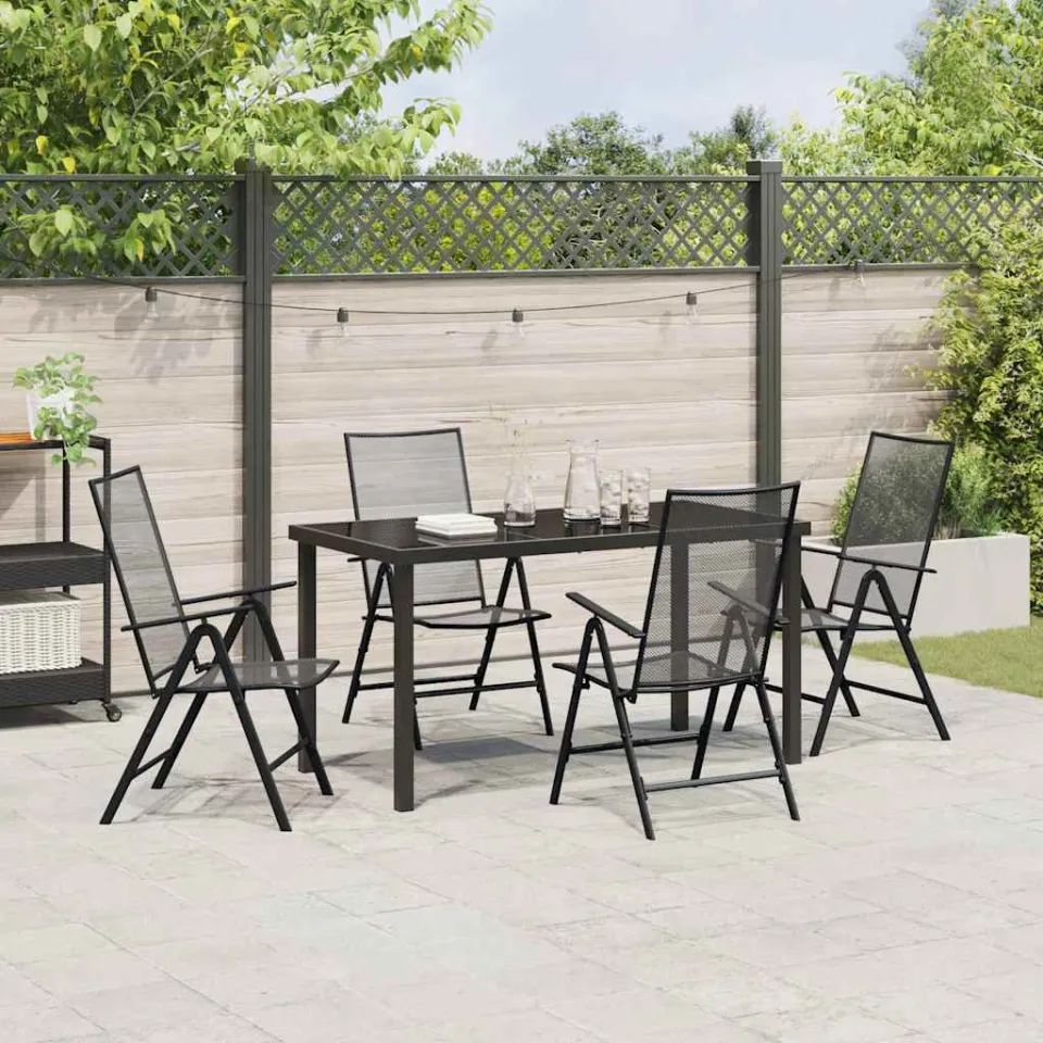 vidaXL Tuin eettafelset 5 st Antraciet Gepoedercoat staal, foto 3