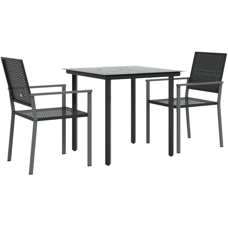 vidaXL 3-delige Tuinset met kussens poly rattan en staal, foto 3