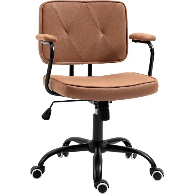 Lunpog Bureaustoel met Armleuningen - Draaibare Bureaustoel 360° - Comfortabele Bureaustoel van PU-leer - 61 x 58 x 82-91 cm - Bruin