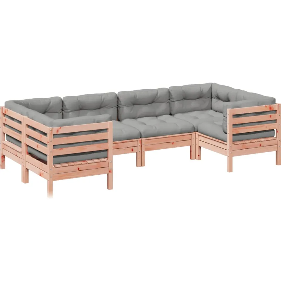 vidaXL 6-delige Loungeset met kussens massief douglas vurenhout Bruin