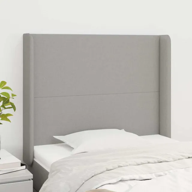 vidaXL Hoofdbord met randen 83x16x118/128 cm stof lichtgrijs