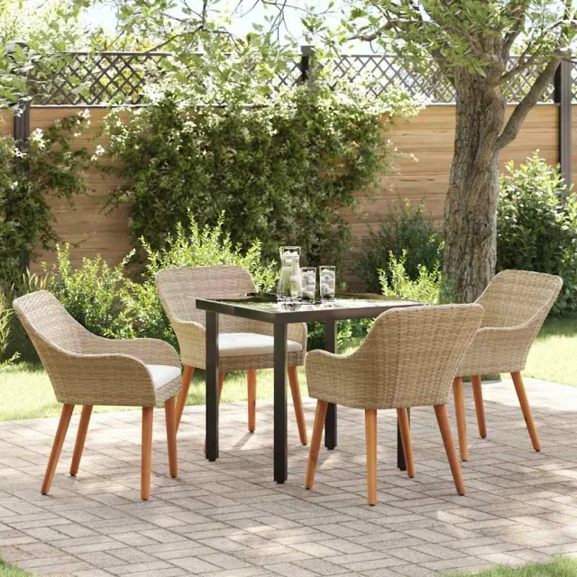 vidaXL Tuin eettafelset 5 st Beige poly rattan, foto 2