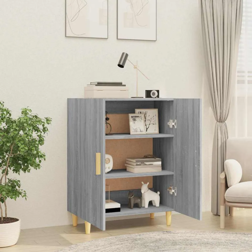 vidaXL Dressoir 70x34x90 cm bewerkt hout grijs sonoma eikenkleurig, foto 3