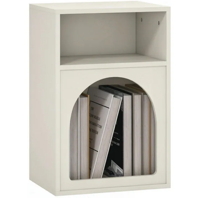 SONNENH Nachtkastje met boogvormig open vak - Crèmekleurig MDF - 40 x 30 x 60 cm Creme