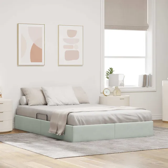 vidaXL Ottoman Bedframe Lichtgrijs 140 x 200 cm Fluweel