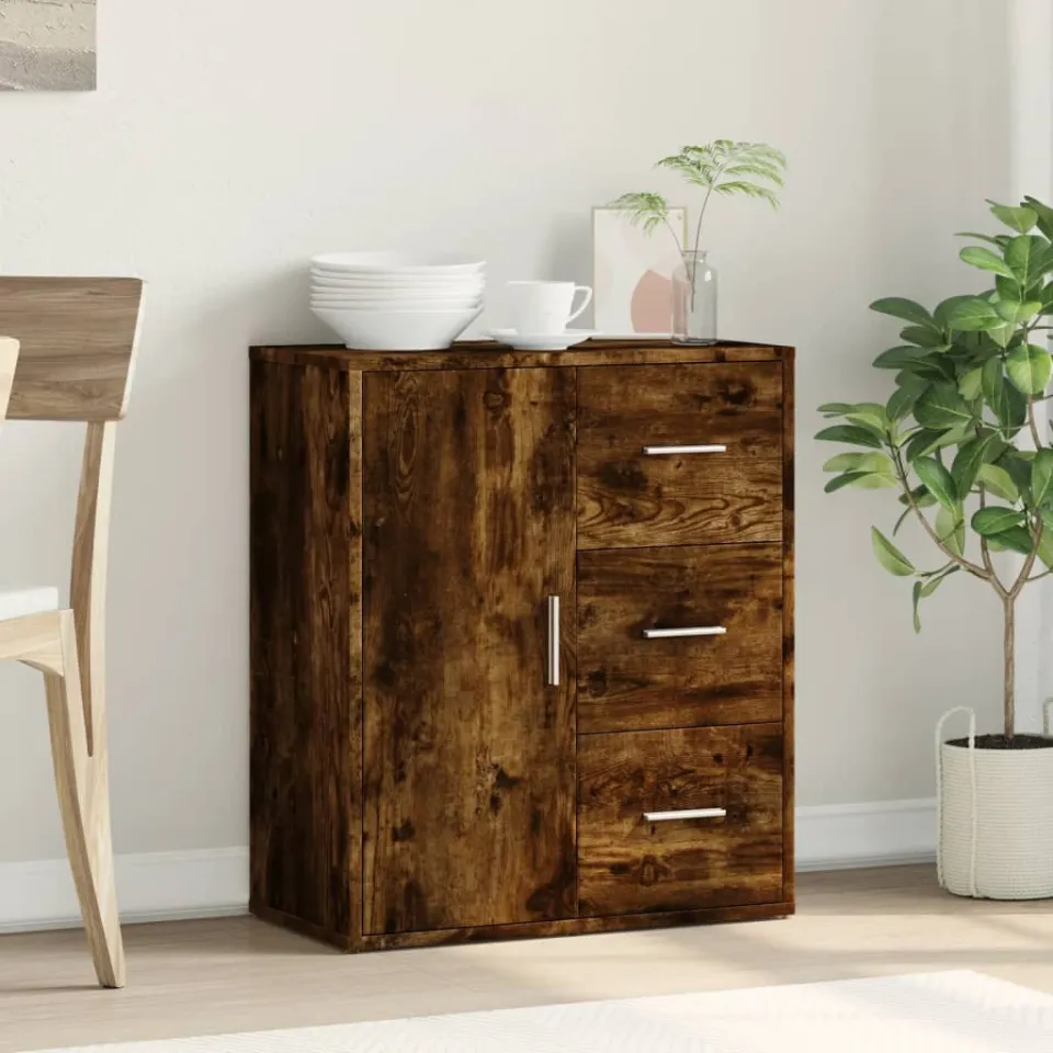 vidaXL Dressoir 60x31x70 cm bewerkt hout gerookt eikenkleurig, foto 3