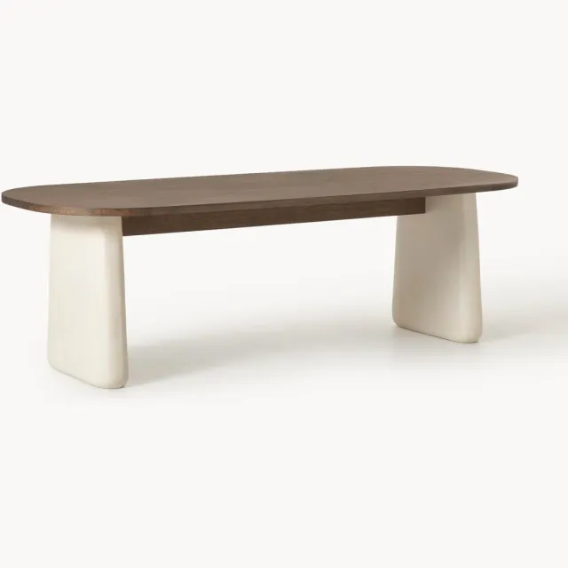 Westwing Collection Ovale eettafel Dune van eikenhout, in verschillende formaten Wit