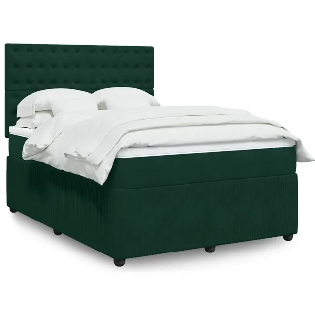 vidaXL Boxspring met matras fluweel donkergroen 140x200 cm groen