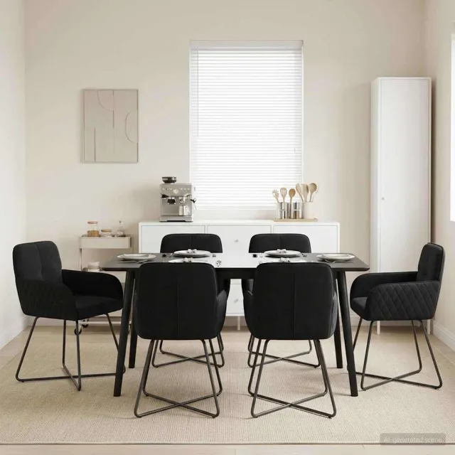 vidaXL Eettafelstoelen 6 st fluweel Zwart 59 x 56,5 x 86 cm