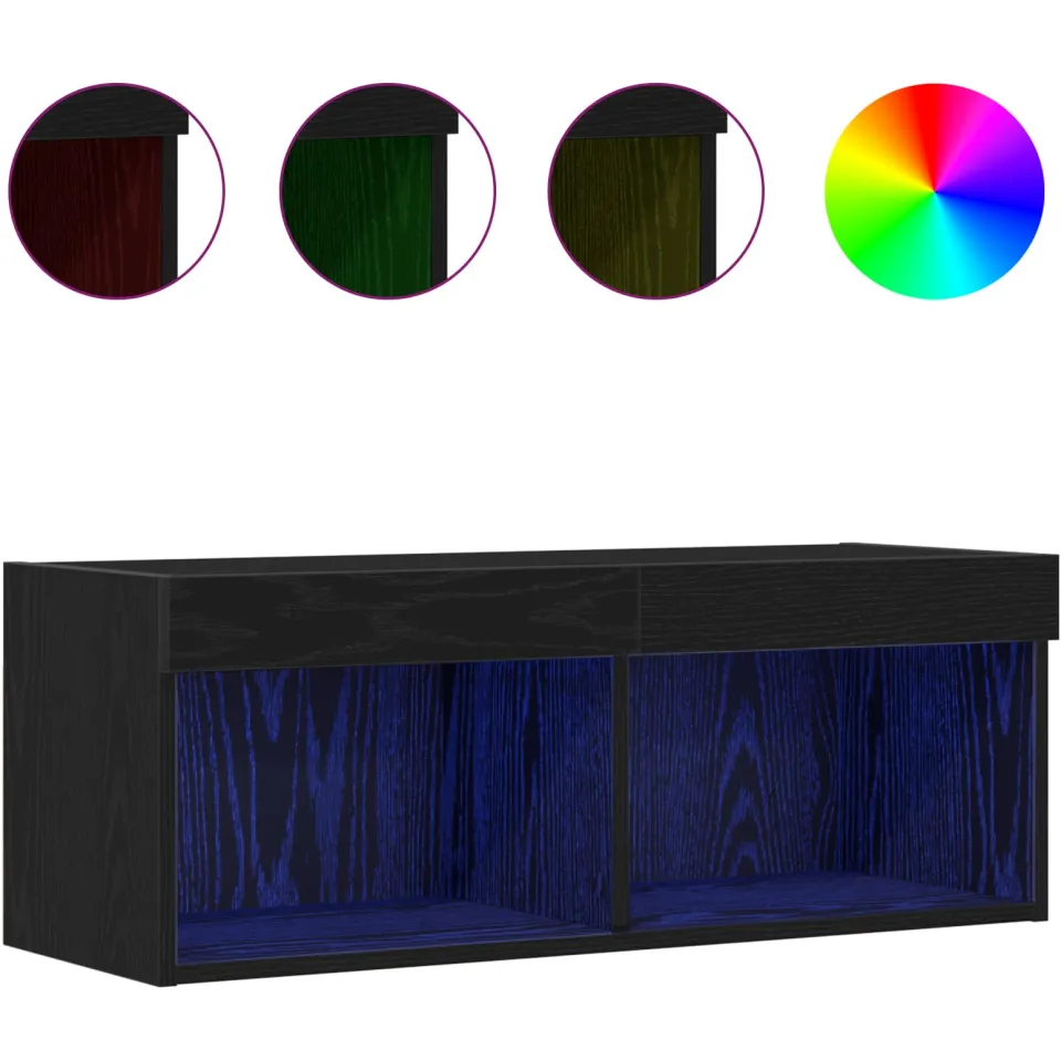 vidaXL Tv-meubelset 80 x 30 x 30 cm Zwart Eiken Bewerkt hout, foto 4