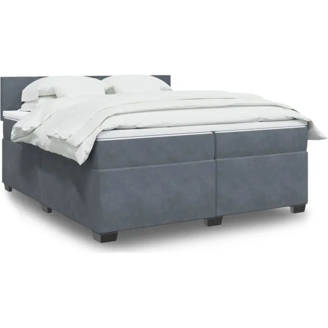 vidaXL Boxspring met matras fluweel donkergrijs 200x200 cm grijs