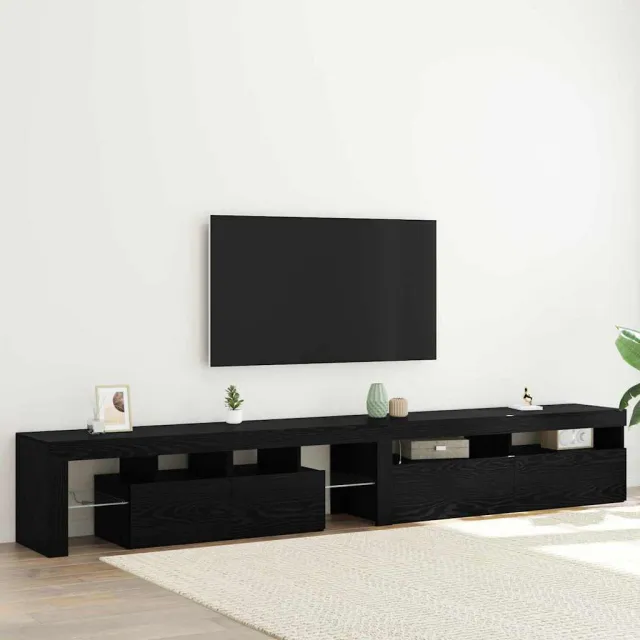 vidaXL TV-kast 2 st Zwart Eiken Bewerkt hout