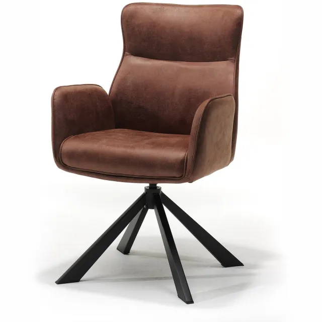 The Seats Eetkamerstoel Sophie - 360° draaibaar - Auto return - Bull Stof - Cognac
