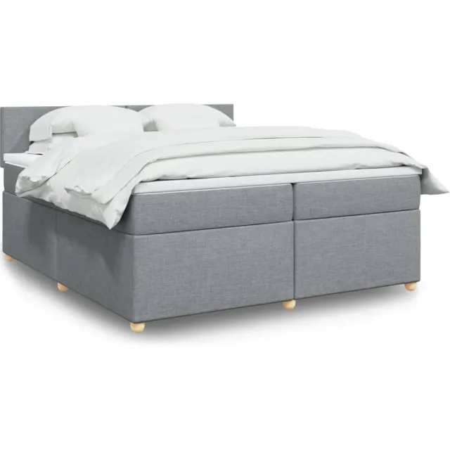 vidaXL Boxspring met matras stof lichtgrijs 200x200 cm grijs