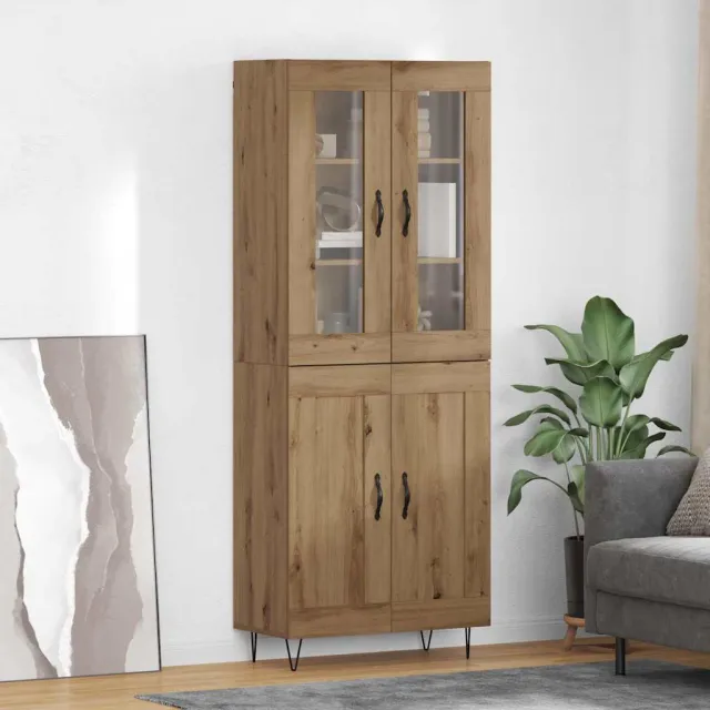 vidaXL Hoge kast Artisan Eiken 69,5 x 34 x 90 cm Bewerkt hout, foto 2