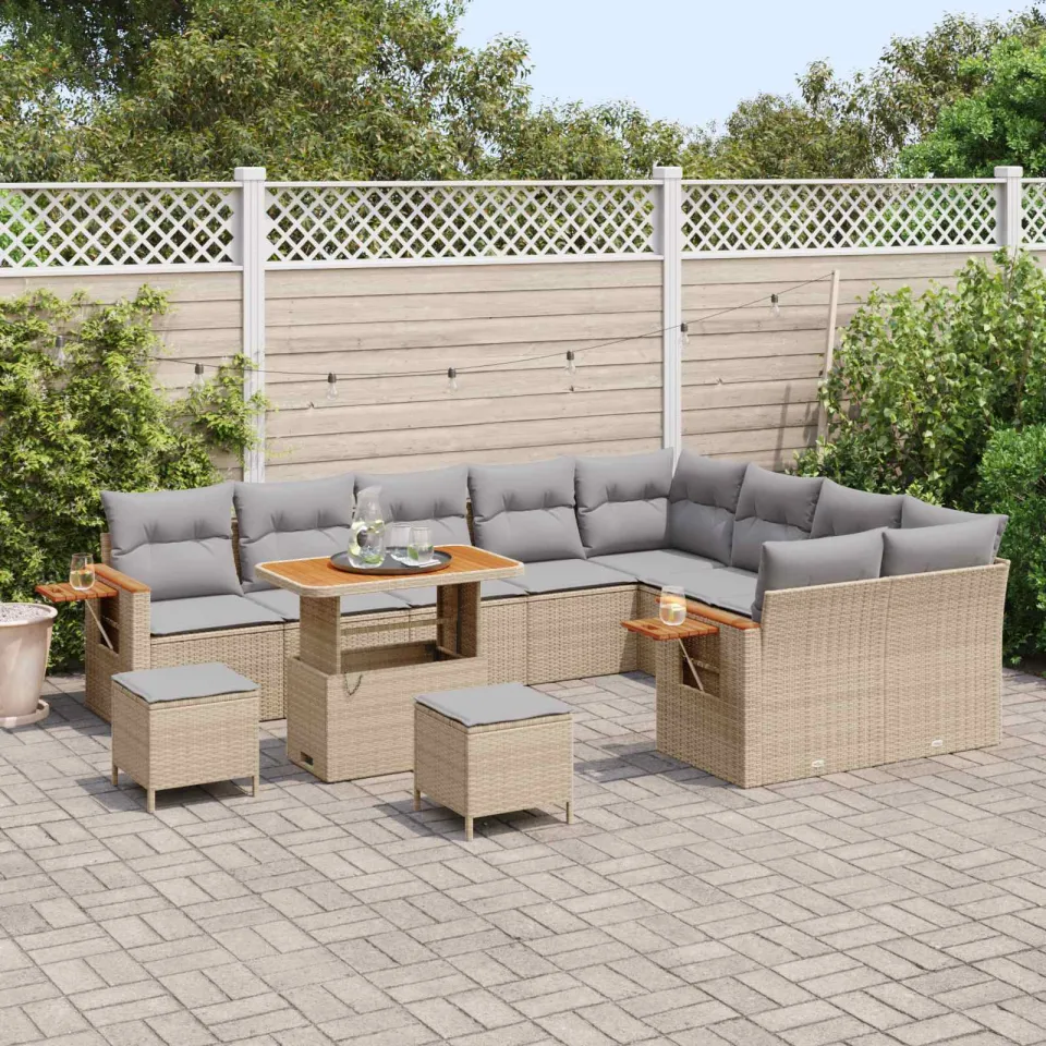 vidaXL Tuinbankenset 12 st Beige poly rattan, foto 3