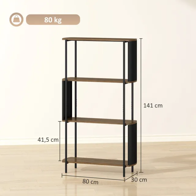Lunpog Boekenkast - Boekenkast in industriële stijl - 80x30x141 cm - Bruin Zwart/Bruin