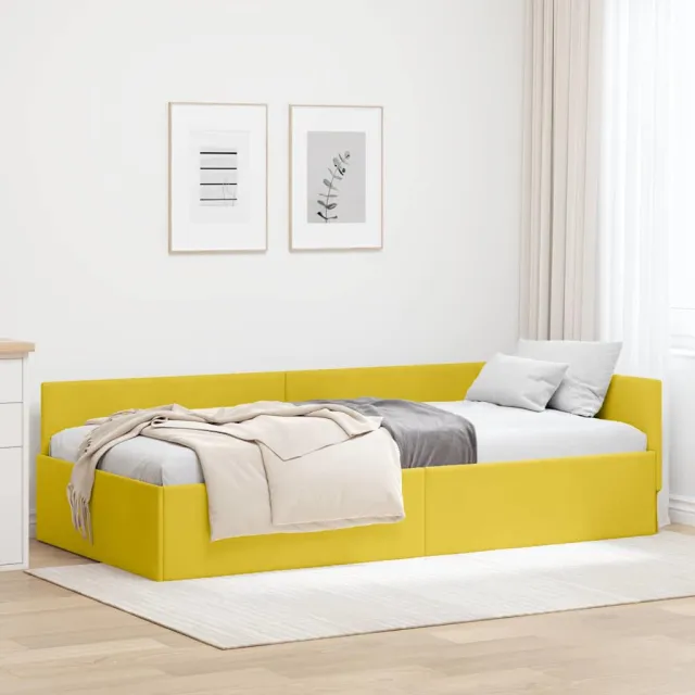 vidaXL Hoekbedframe Geel 90 x 190 cm fluweel