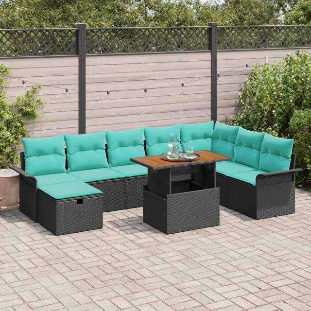 vidaXL Tuin Sofa Set 9 st Zwart poly rattan, foto 2