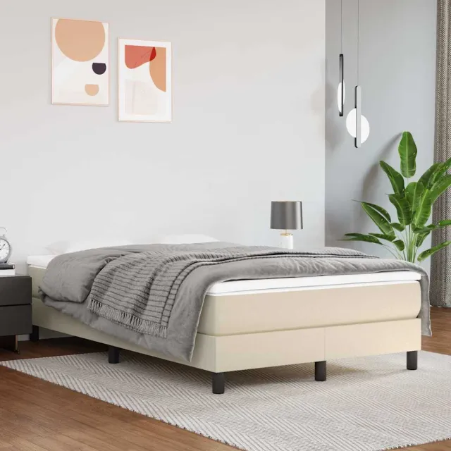 vidaXL Pocketveringmatras medium 120x200x20 cm kunstleer crèmekleurig
