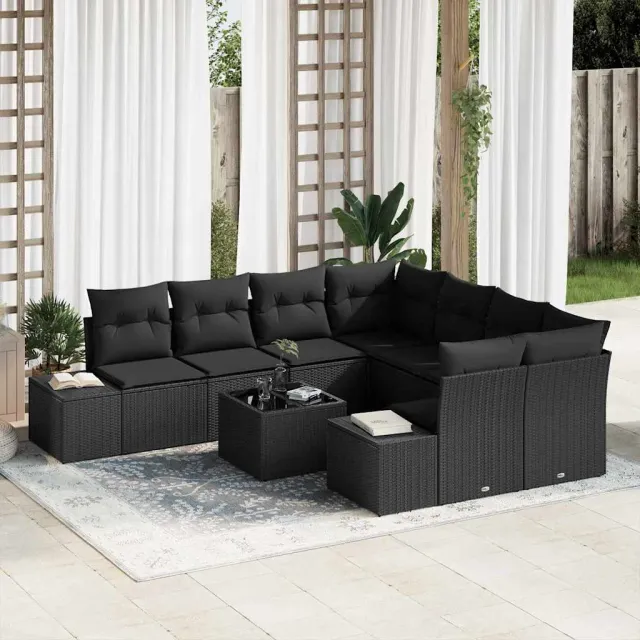 vidaXL Tuin Sofa Set 9 st Zwart poly rattan, foto 2