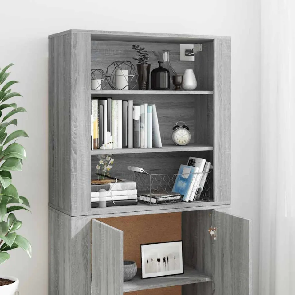 vidaXL Hoge kast bewerkt hout grijs sonoma eikenkleurig, foto 4