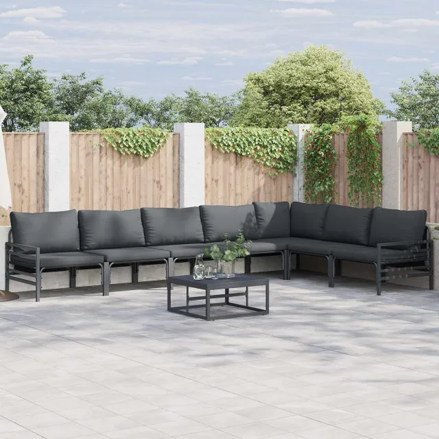vidaXL Tuinbankenset 7 st Zwart Staal, foto 2