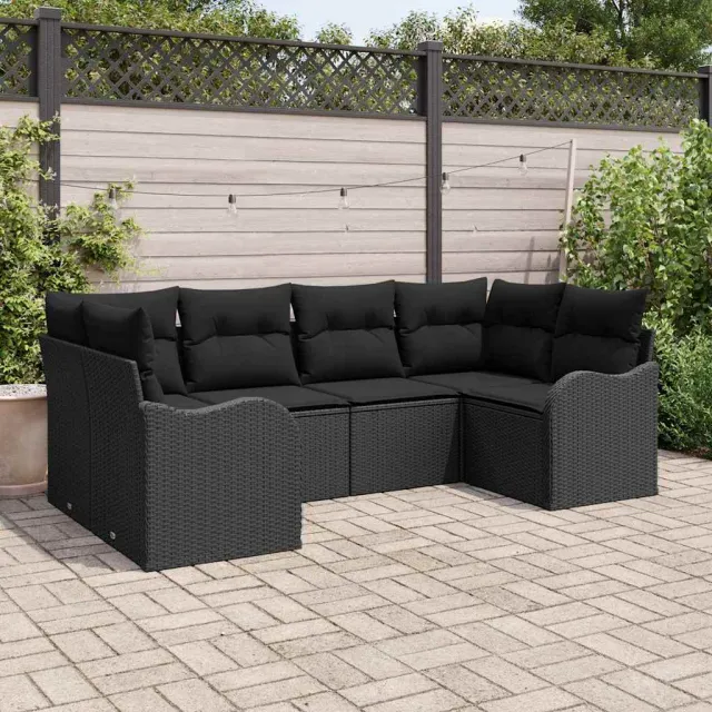 vidaXL Tuin Sofa Set 6 st Zwart poly rattan, foto 2