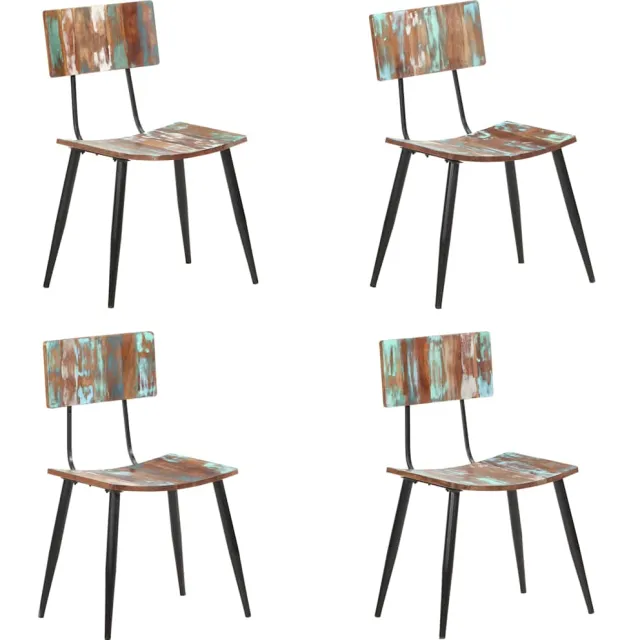 vidaXL Eetkamerstoelen 4 st massief gerecycled hout Meerkleurig