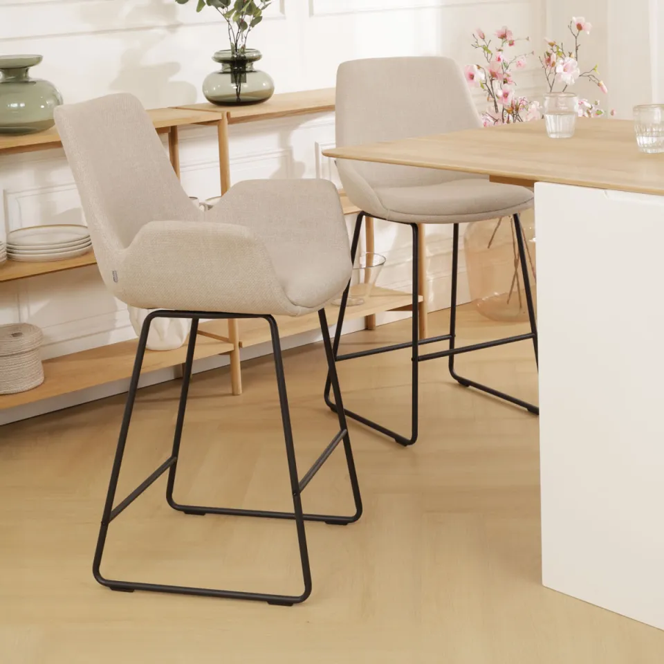 Nolon Nino-Eef barkruk beige - zwart onderstel - 75 cm, foto 2